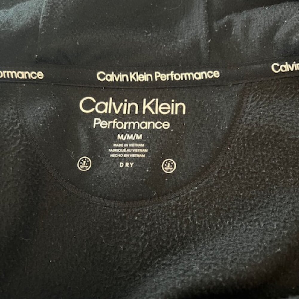 Calvin Klein Performance Fleece Hoodie Womens M Black Good Zip Up Logo Sleeve - Picture 8 of 9
